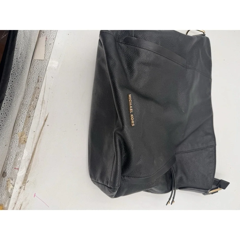 Michael Kors Evie Large Hobo Shoulder Slouch Bag Black Pebbled Leather Purse Poc